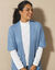 Gilet long ouvert manches courtes toucher doux  (bleu grisé)