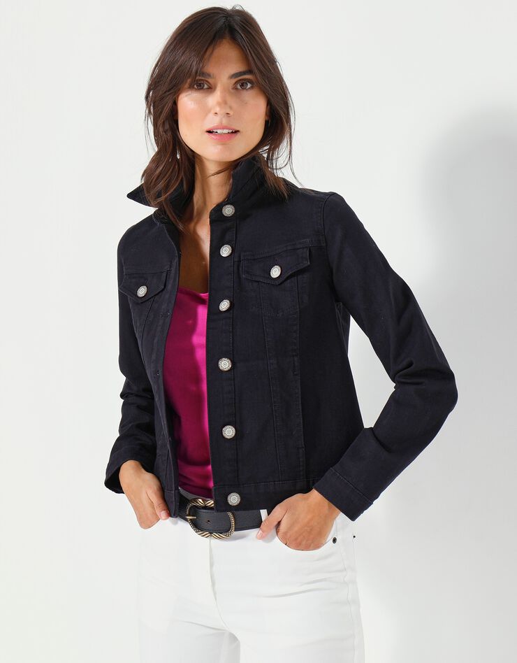 Veste boutonnée en jean (noir) Veste boutonnée en jean (noir)
