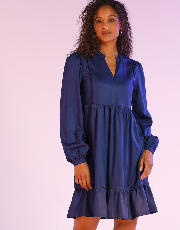 Robe courte smockée (indigo)