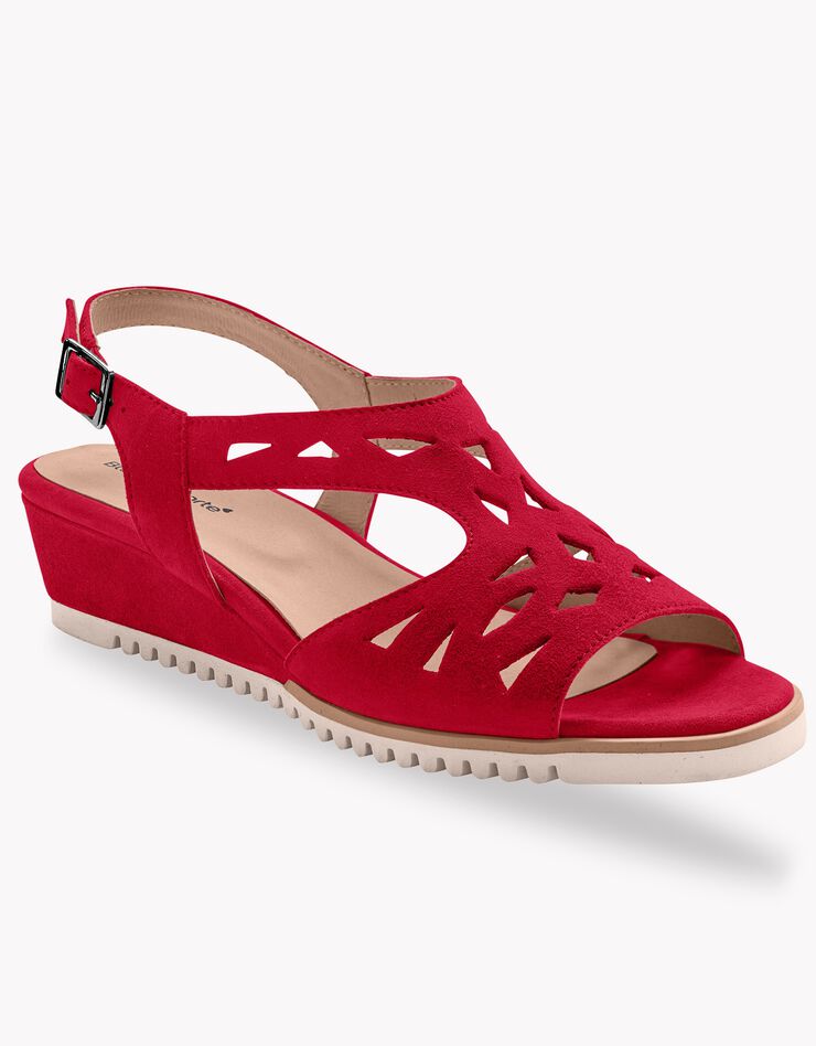 Sandales ajourées en croûte de cuir - rouge (rouge) Sandales ajourées en croûte de cuir - rouge (rouge)