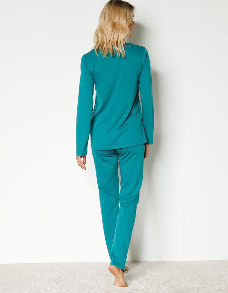 Pyjama en coton imprimé hiboux manches longues (vert sapin) Pyjama en coton imprimé hiboux manches longues (vert sapin)