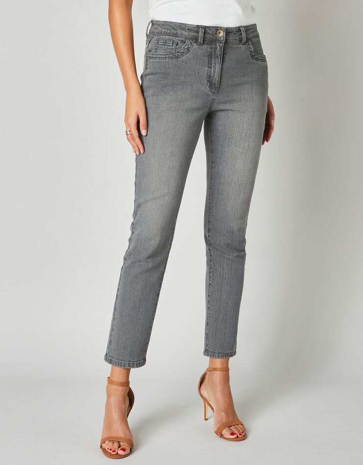 Jean droit poche brodé (gris) Jean droit poche brodé (gris)