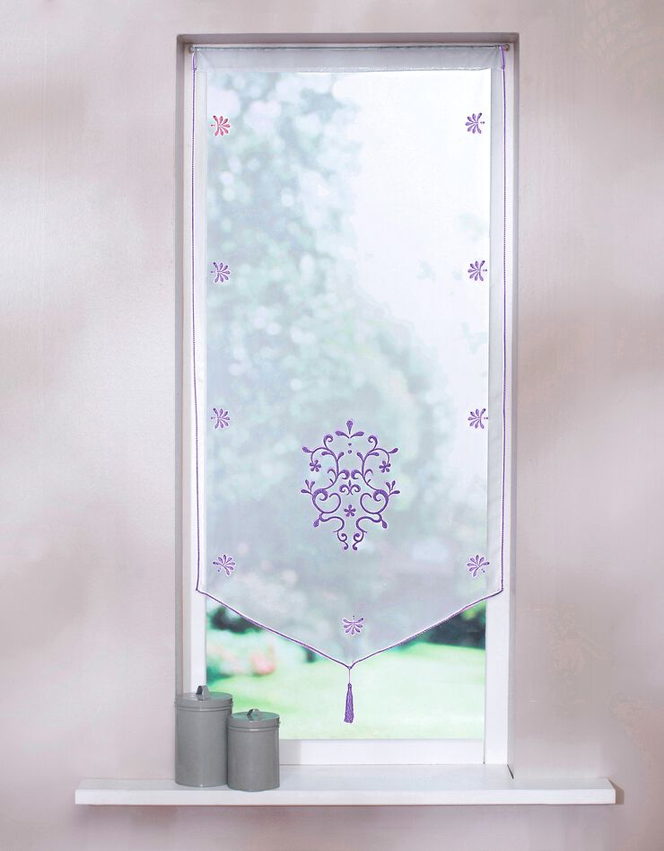 Vitrage pointe baroque brodé finition passe-tringle (lilas)