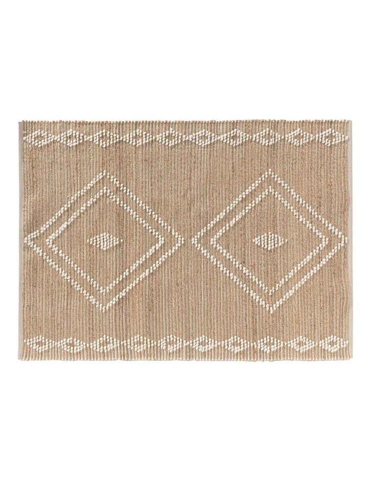 Tapis jute-laine imprimé - rectangulaire (blanc / naturel)