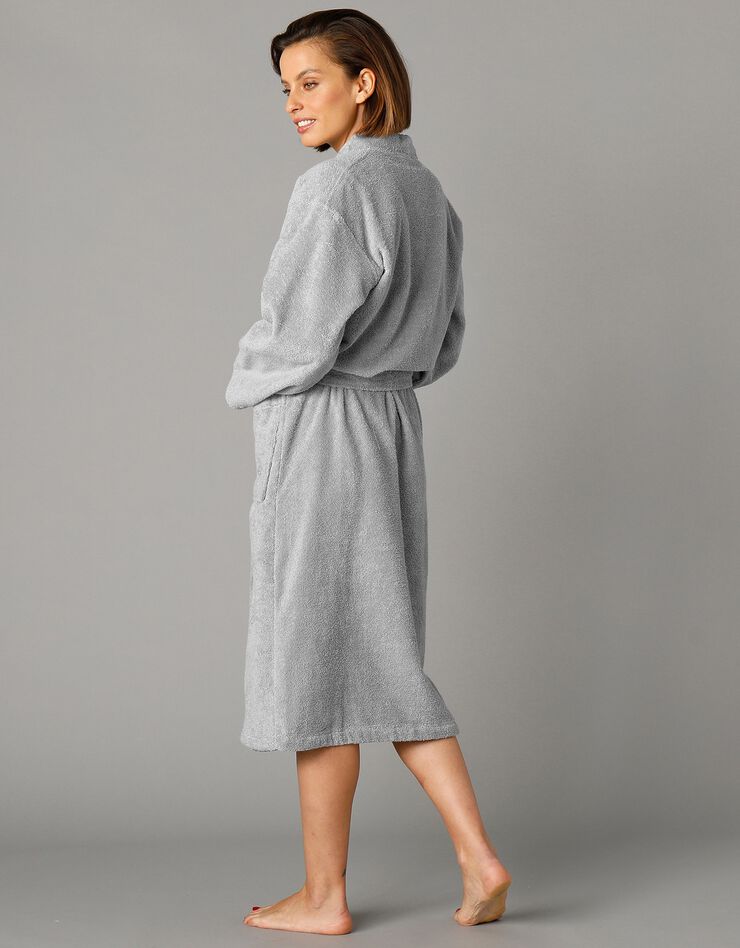 Peignoir mixte adulte col kimono éponge bouclette (gris) Peignoir mixte adulte col kimono éponge bouclette (gris)