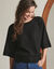 Pull boite uni, manches chauve-souris (noir)