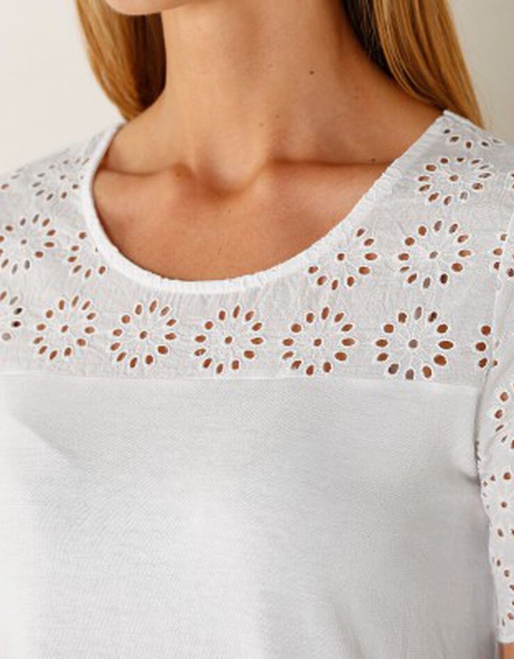 Tee-shirt broderie anglaise (blanc) Tee-shirt broderie anglaise (blanc)