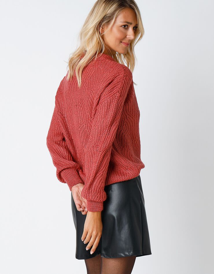 Pull manches bouffantes - col polo (bois de rose) Pull manches bouffantes - col polo (bois de rose)