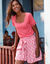 Short noué viscose fluide, imprimé (bois de rose / écru)
