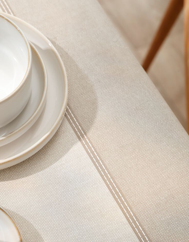 Nappe toile cirée imprimée faux-uni (écru)