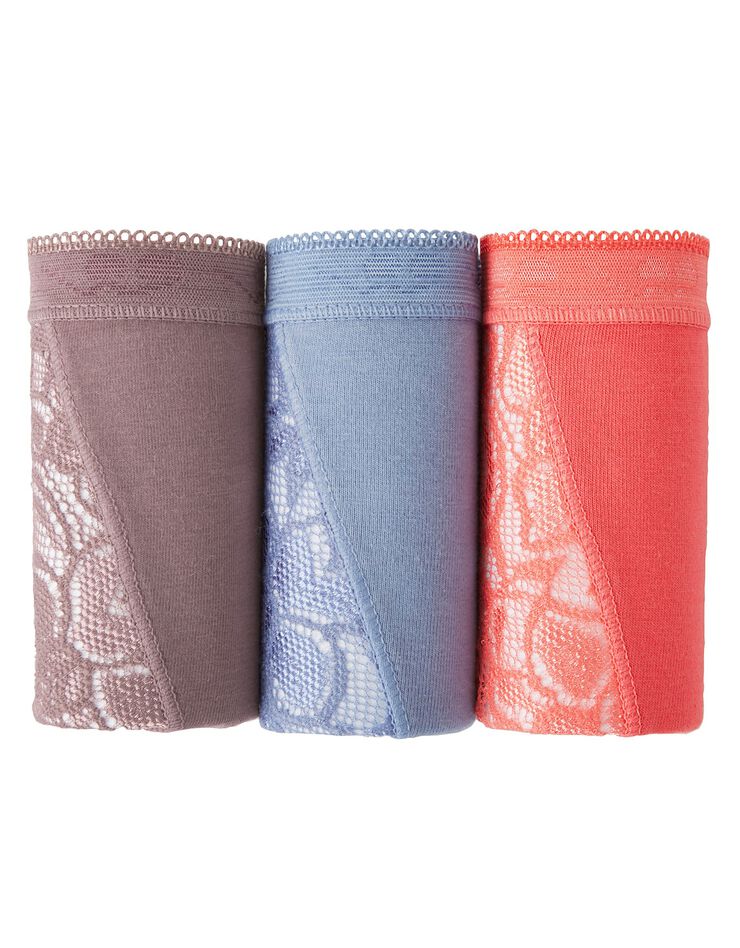 Culotte super maxi dentelle - lot de 3 (corail + bleu + mauve) Culotte super maxi dentelle - lot de 3 (corail + bleu + mauve)
