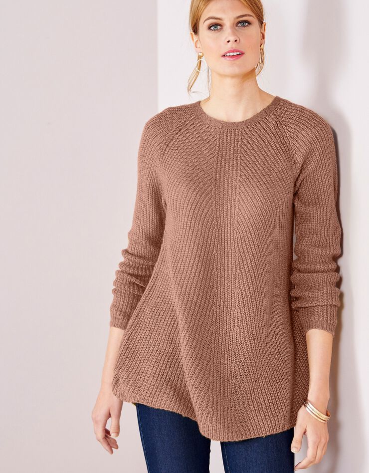 Pull dos lacé toucher mohair (noisette) Pull dos lacé toucher mohair (noisette)