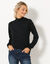 T-shirt col montant manches smockées (noir)