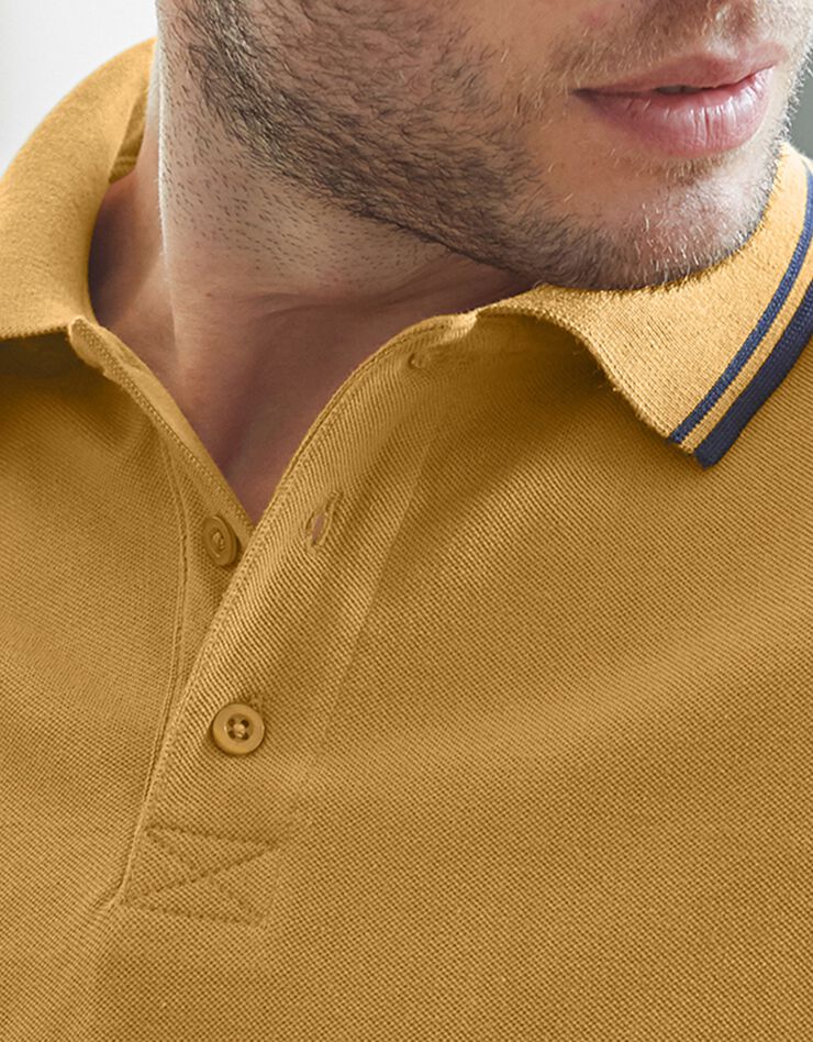 Polo uni maille piquée manches courtes (miel)