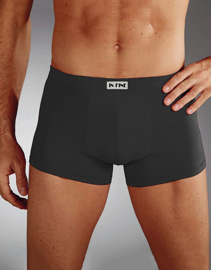 Boxer uni ceinture élastiquée recouverte - lot de 5 (black) Boxer uni ceinture élastiquée recouverte - lot de 5 (black)