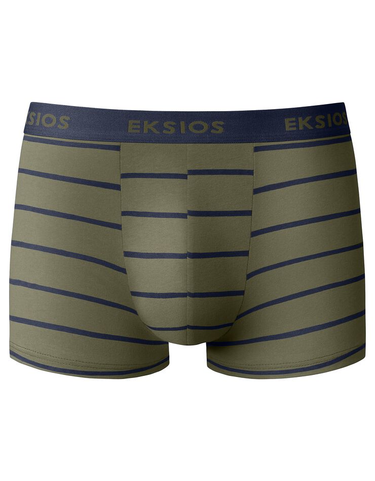 Boxer fermé imprimé rayé - lot de 4 (kaki + marine) Boxer fermé imprimé rayé - lot de 4 (kaki + marine)
