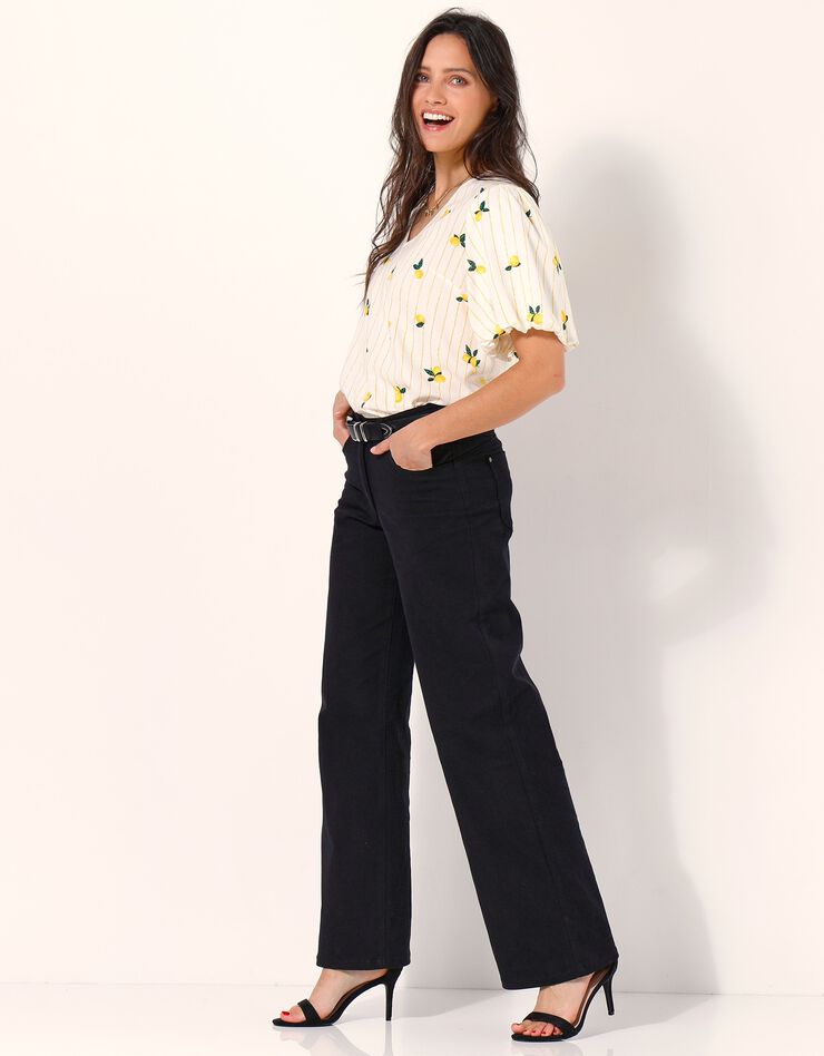 Pantalon couleur coupe large 5 poches (noir) Pantalon couleur coupe large 5 poches (noir)