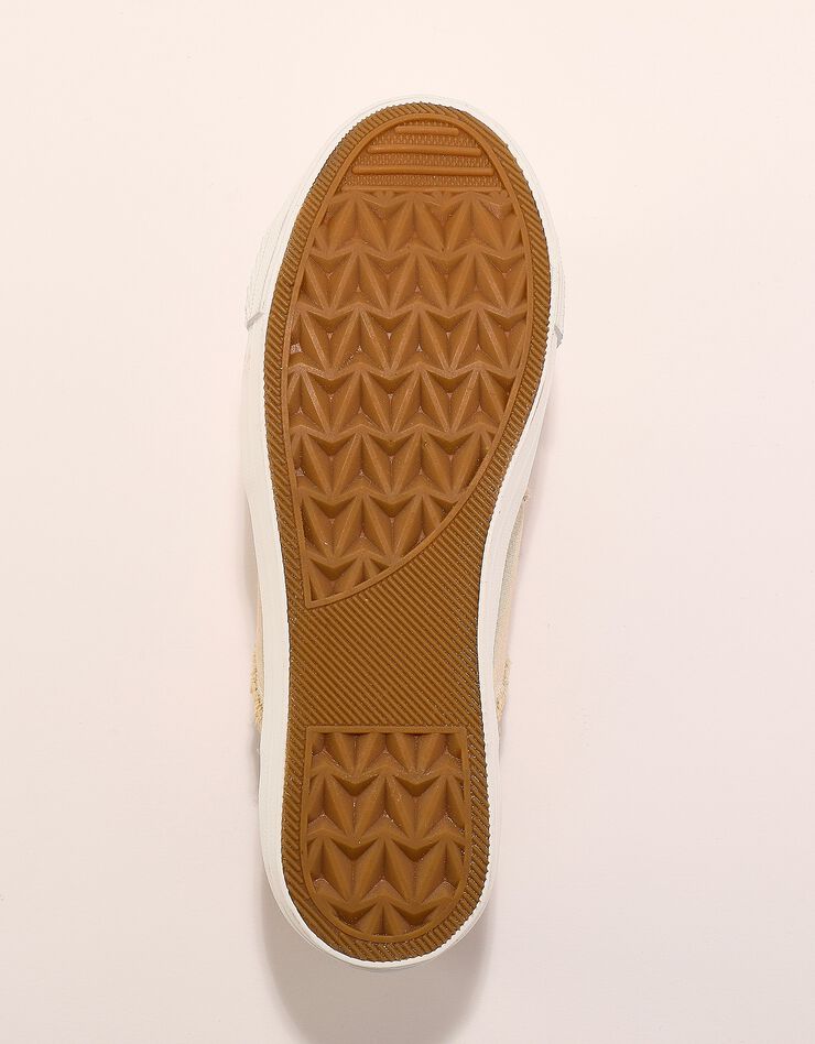 Tennis lacées en toile délavée à surpiqûres (beige)