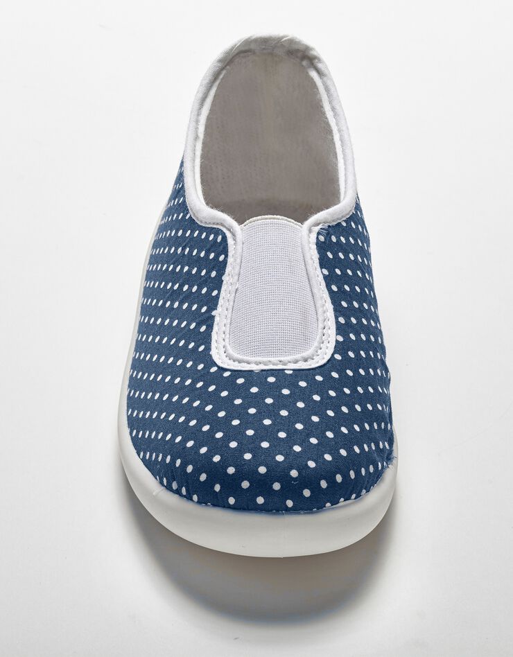 Ballerine d'intérieur élastiquée imprimée pois (bleu) Ballerine d'intérieur élastiquée imprimée pois (bleu)