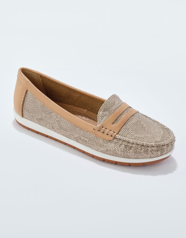 Mocassins fantaisie effet python (doré)