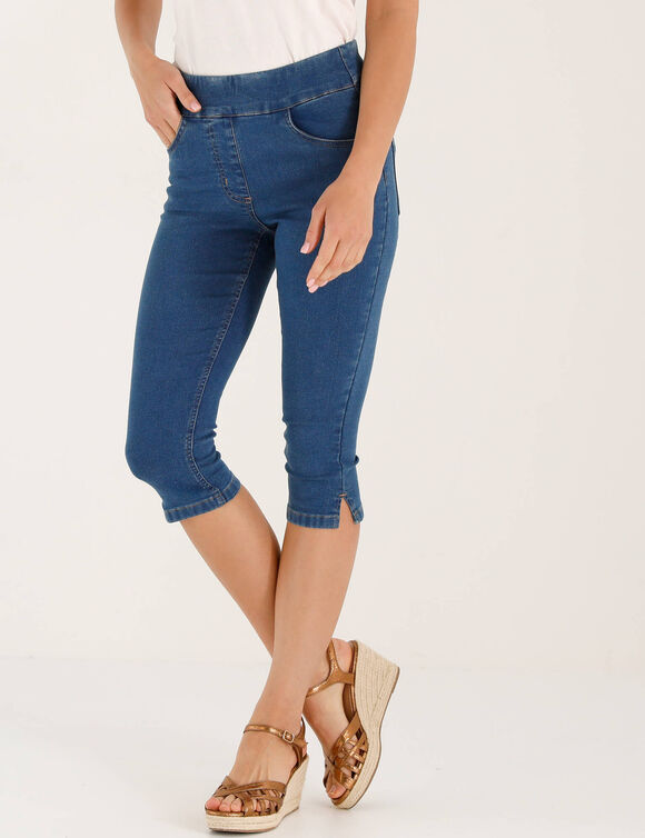 Corsaire fusel&eacute; ultra stretch, maille effet jean (stone)