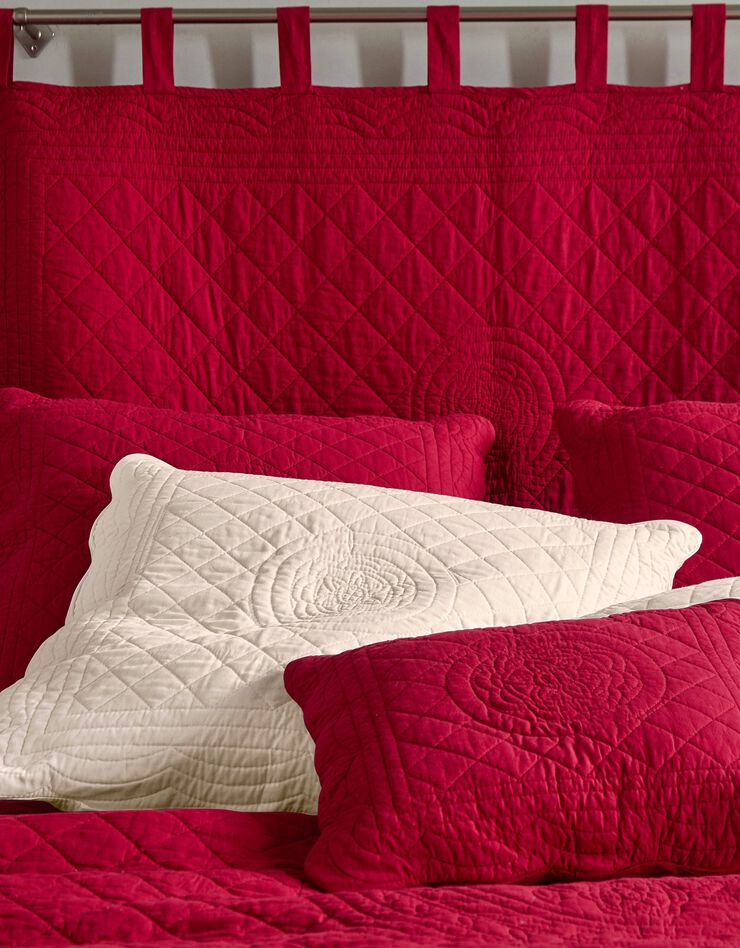 Tête de lit unie coton style boutis Cassandre (cerise)
