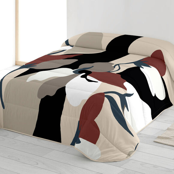 Couette microfibre imprim&eacute; moderne d&eacute;co 200 g/m&sup2; (bordeaux / &eacute;cru)