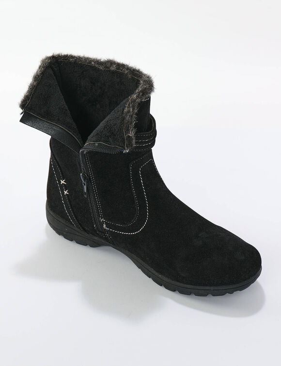 Bottines effet su&eacute;dine fourr&eacute;es (noir)