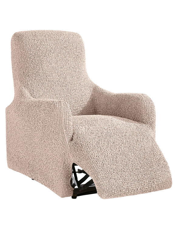 Housse bi-extensible imprimée gaufrée pour fauteuil relax (beige)