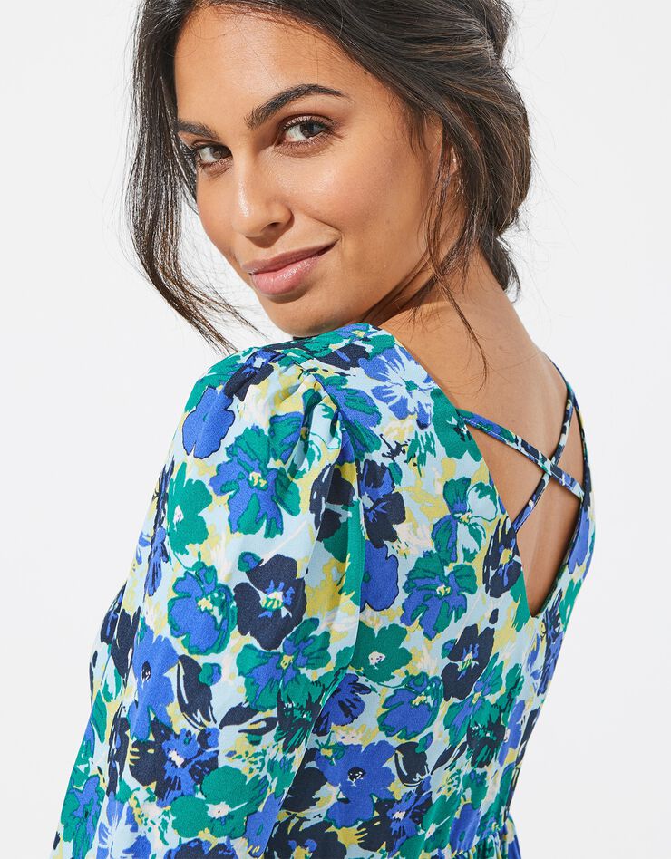 Robe dos croisé imprimée (vert / bleu) Robe dos croisé imprimée (vert / bleu)