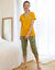 Pantacourt pyjama coton imprim&eacute; floral (kaki / miel)