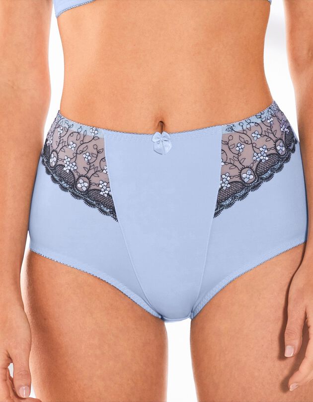 Gainette microfibre tulle brodé Caminata (bleuet)