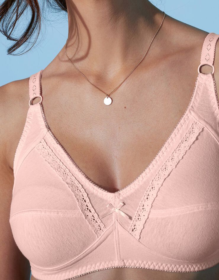 Soutien-gorge coton emboîtant sans armatures - lot de 2 (poudre + taupe)