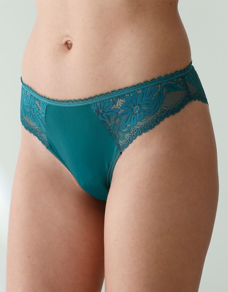 Culotte forme tanga microfibre et dentelle stretch - lot de 2 (vert sapin) Culotte forme tanga microfibre et dentelle stretch - lot de 2 (vert sapin)