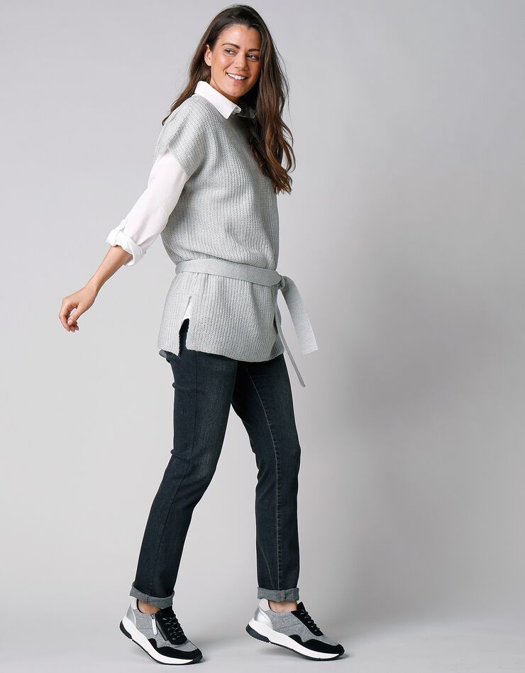 Pull tunique sans manches, maille anglaise toucher mohair (gris chiné) Pull tunique sans manches, maille anglaise toucher mohair (gris chiné)