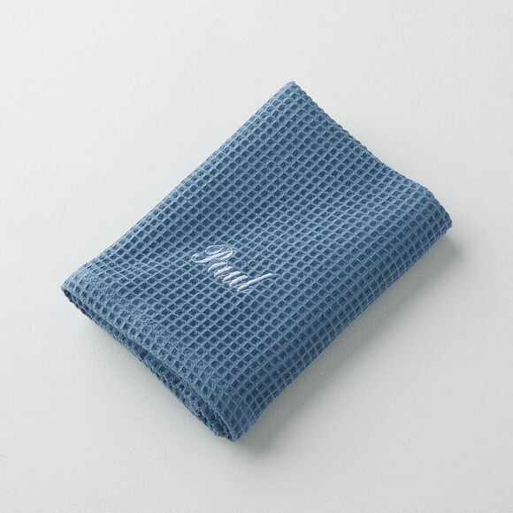Serviette de bain nid d'abeille  Colombine&reg;, personnalisable, 240 g/m2 (bleu)