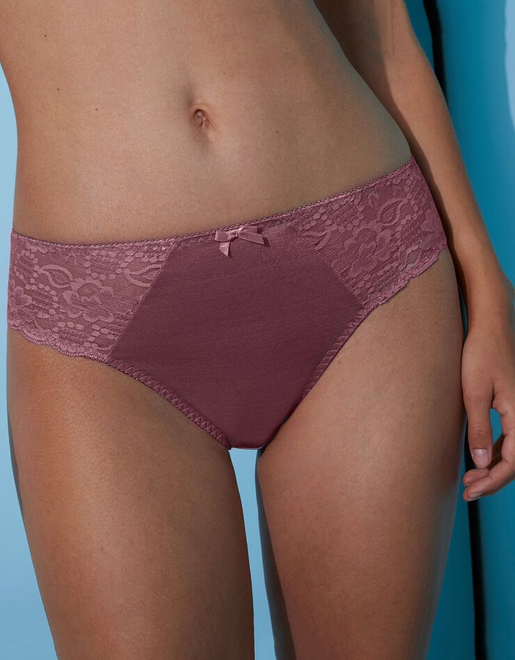 Culotte maille satinée et dentelle Avila - lot de 2 (pourpre + cuivre) Culotte maille satinée et dentelle Avila - lot de 2 (pourpre + cuivre)