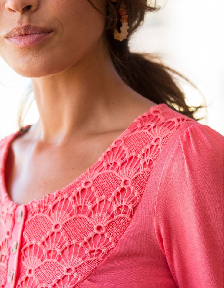Tee-shirt macramé manches longues (rose) Tee-shirt macramé manches longues (rose)