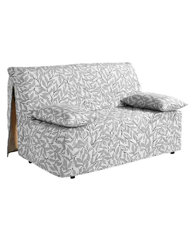 Housse canapé BZ imprimée feuilles (gris)