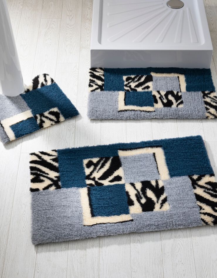 Tapis de bain motif ethnique (bleu paon) Tapis de bain motif ethnique (bleu paon)