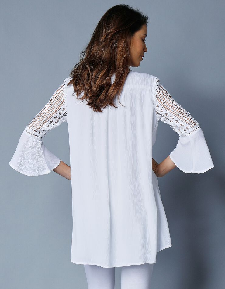 Tunique unie, détails macramé (blanc) Tunique unie, détails macramé (blanc)