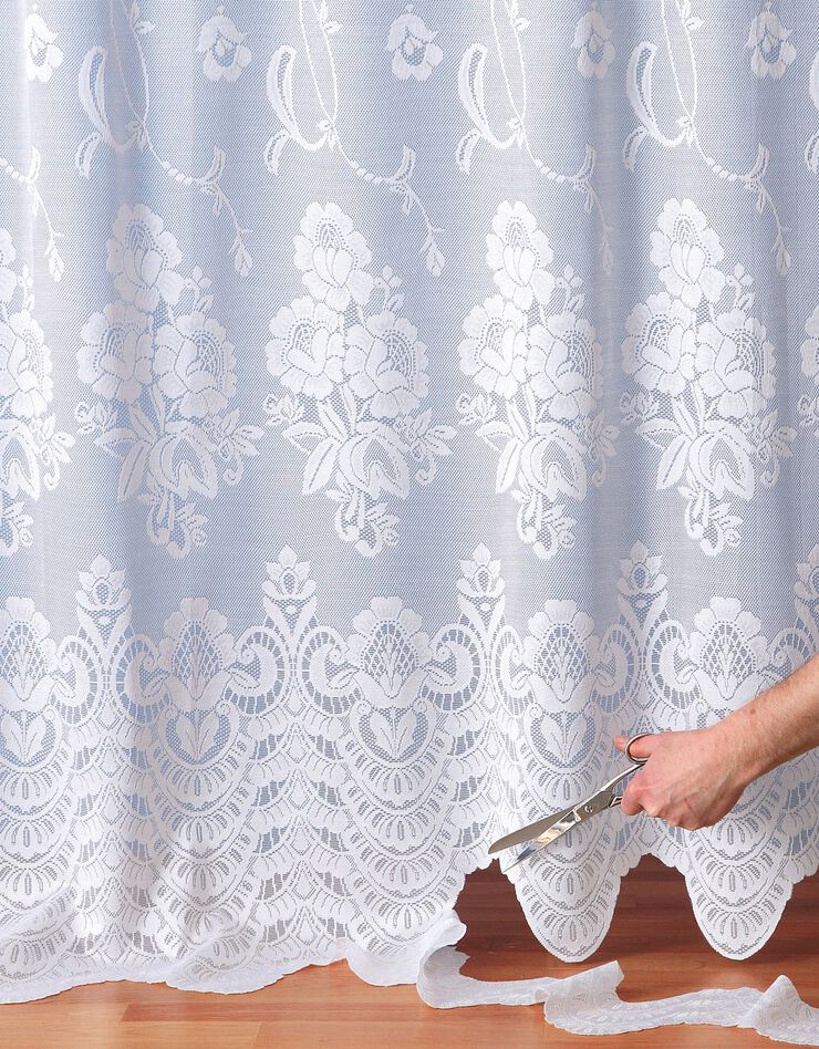 Panneau motif fleuri modulable en hauteur finition galon fronceur (blanc)