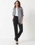 Pantalon droit effet ventre plat, maille (noir)