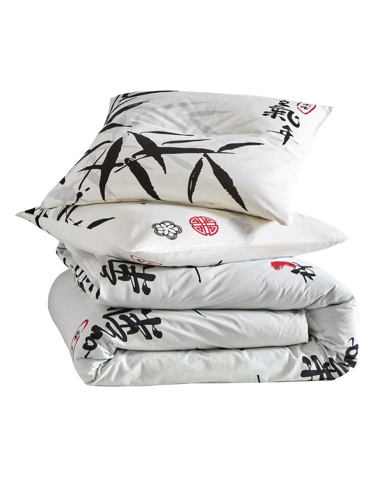 Parure de lit Bambo en coton à motifs bambou (beige) Parure de lit Bambo en coton à motifs bambou (beige)