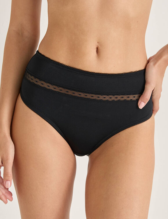 Culotte haute microfibre et tulle plumetis effet seconde peau Paia - lot de 2 (noir)