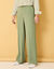 Pantalon large taille élastiquée, crêpe (vert grisé)