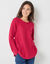 Pull évasé, maille anglaise toucher doux (framboise)