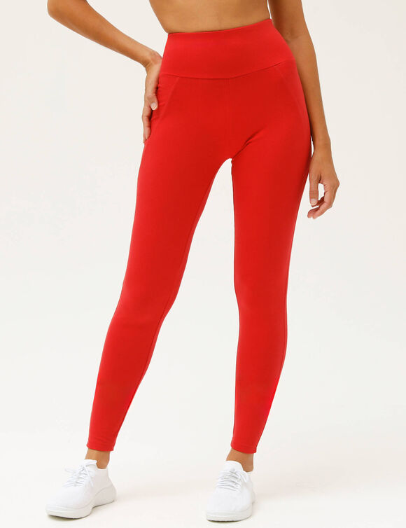 Legging de sport taille haute uni (rouge)