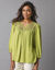 Blouse macramé manches 3/4 (vert mousse)