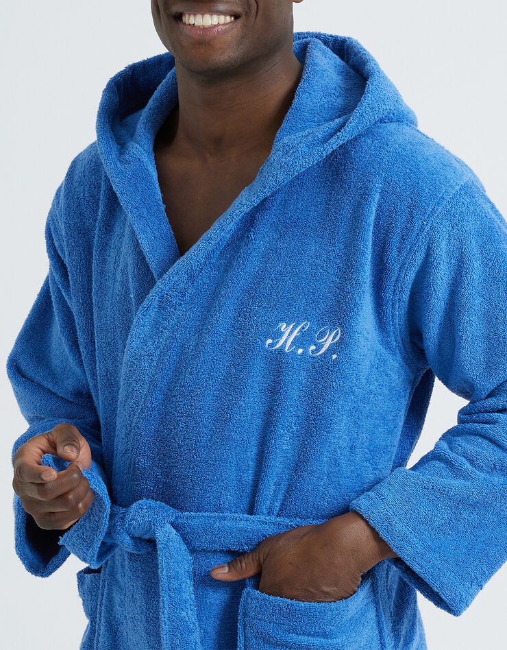 Peignoir mixte adulte col capuche éponge bouclette personnalisable (bleu dur) Peignoir mixte adulte col capuche éponge bouclette personnalisable (bleu dur)